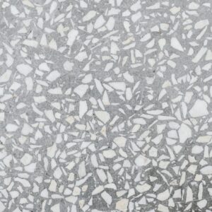 High-resolution image of a classic terrazzo stone texture with white and gray patterns.